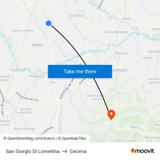 San Giorgio Di Lomellina to Cecima map
