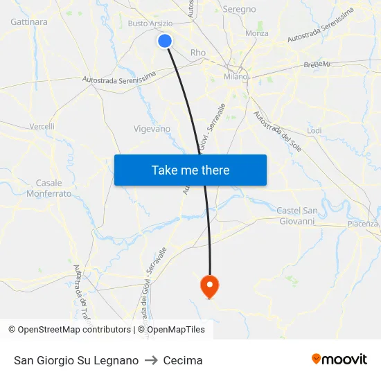 San Giorgio Su Legnano to Cecima map