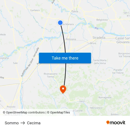 Sommo to Cecima map