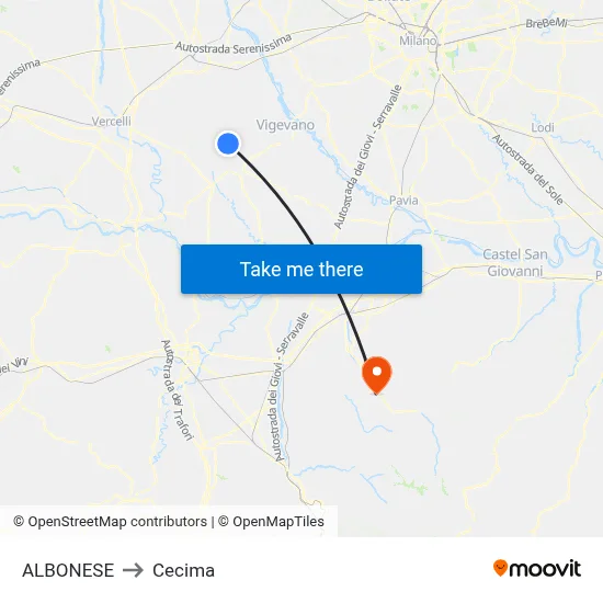 Albonese to Cecima map