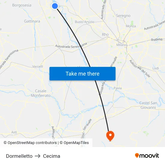 Dormelletto to Cecima map