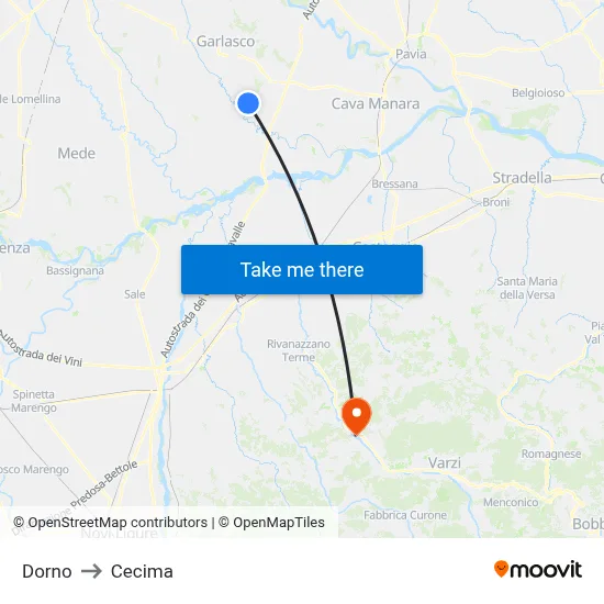 Dorno to Cecima map