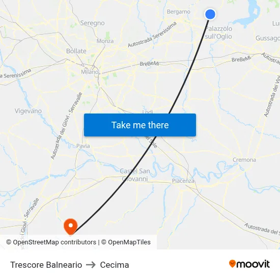 Trescore Balneario to Cecima map