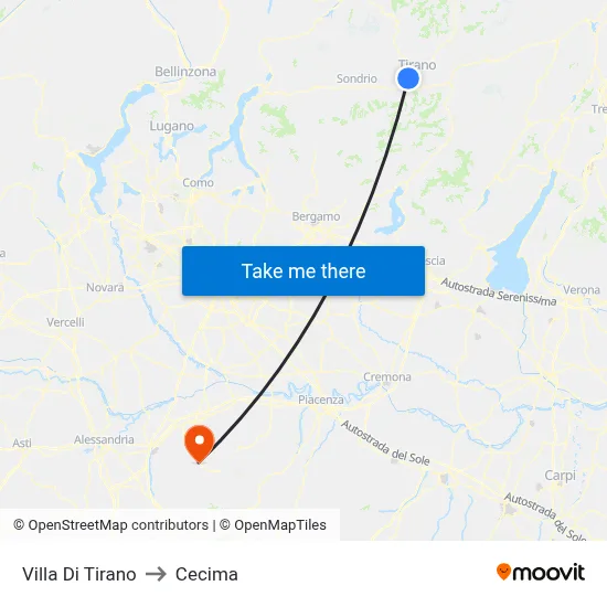 Villa Di Tirano to Cecima map