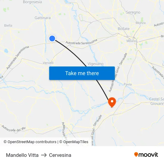 Mandello Vitta to Cervesina map