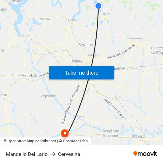 Mandello Del Lario to Cervesina map