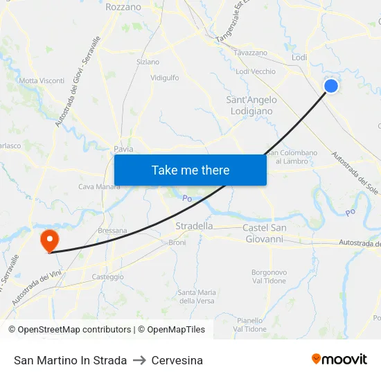 San Martino In Strada to Cervesina map