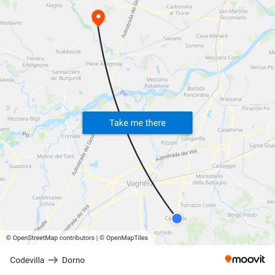 Codevilla to Dorno map