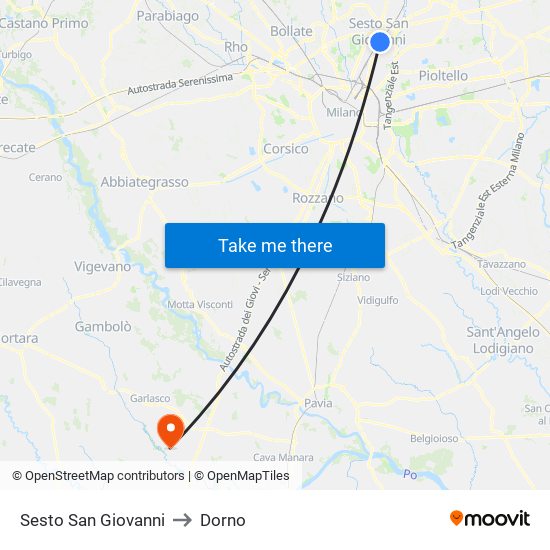 Sesto San Giovanni to Dorno map