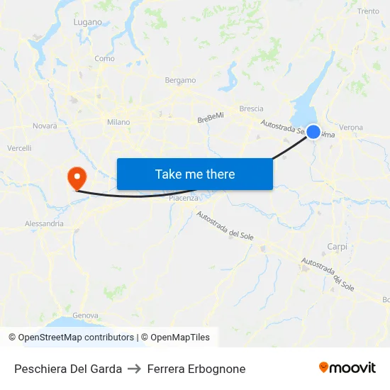 Peschiera Del Garda to Ferrera Erbognone map