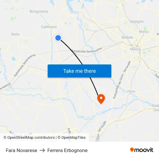 Fara Novarese to Ferrera Erbognone map