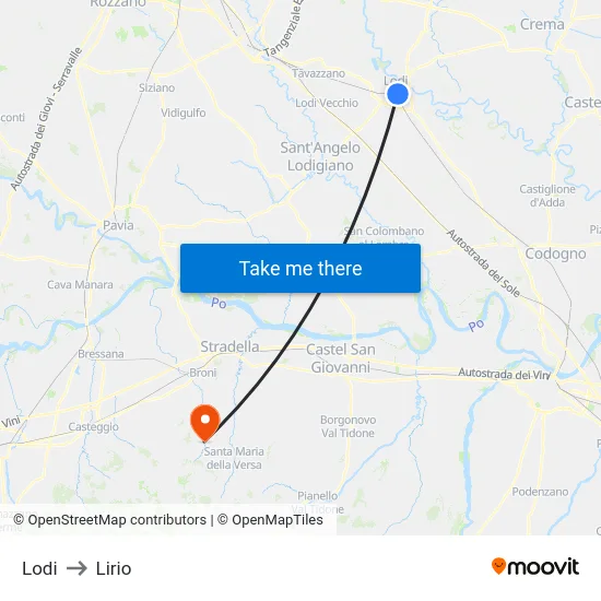 Lodi to Lirio map