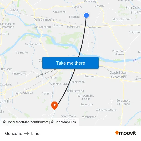Genzone to Lirio map