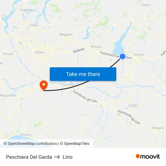 Peschiera Del Garda to Lirio map