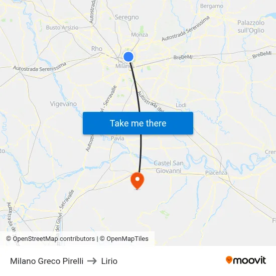 Milano Greco Pirelli to Lirio map