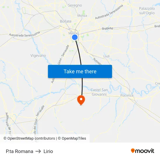 P.ta Romana to Lirio map