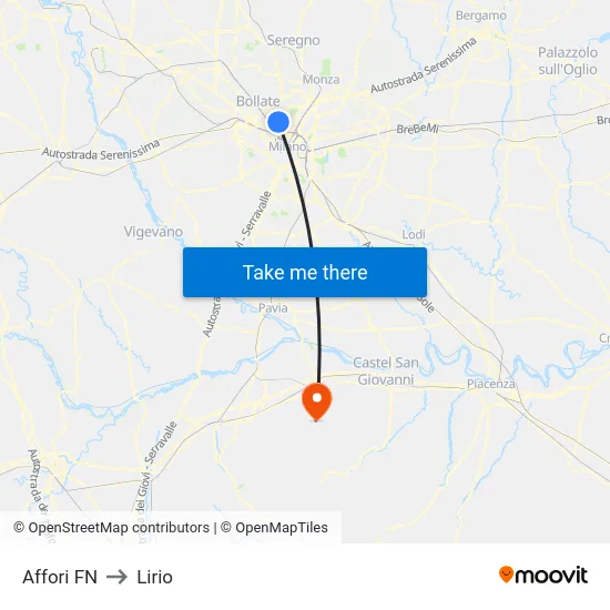 Affori FN to Lirio map