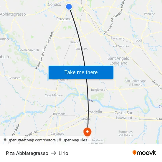 P.za Abbiategrasso to Lirio map