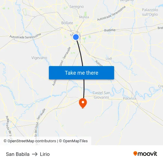 San Babila to Lirio map