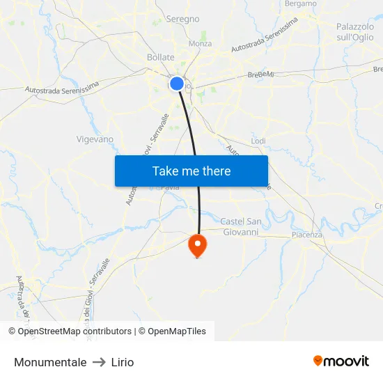 Monumentale to Lirio map