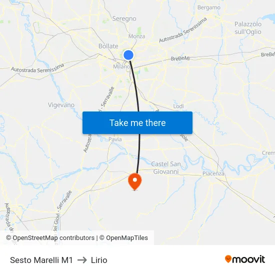 Sesto Marelli M1 to Lirio map