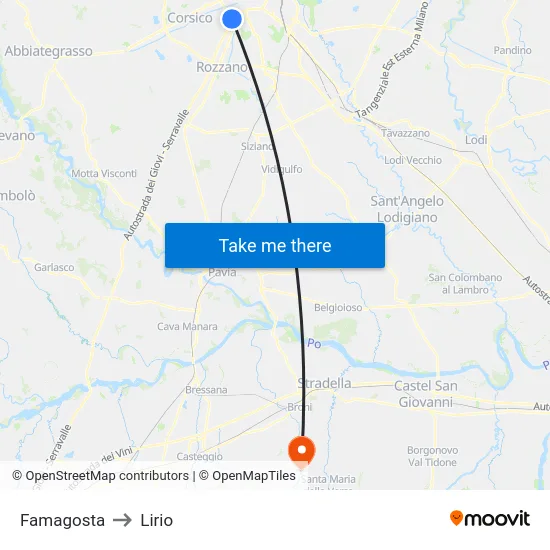 Famagosta to Lirio map