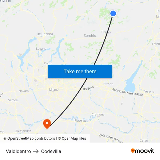 Valdidentro to Codevilla map