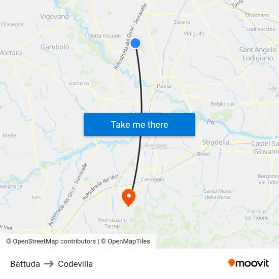 Battuda to Codevilla map