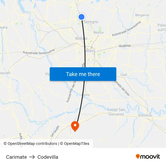 Carimate to Codevilla map