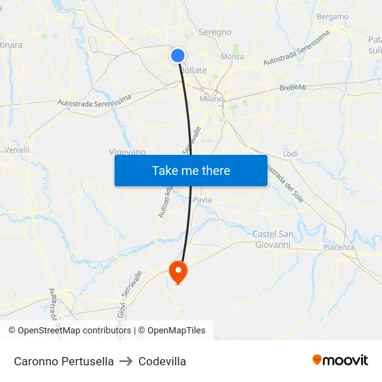 Caronno Pertusella to Codevilla map