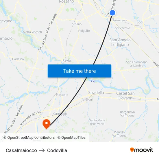 Casalmaiocco to Codevilla map