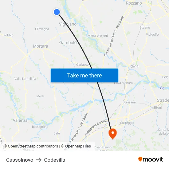 Cassolnovo to Codevilla map