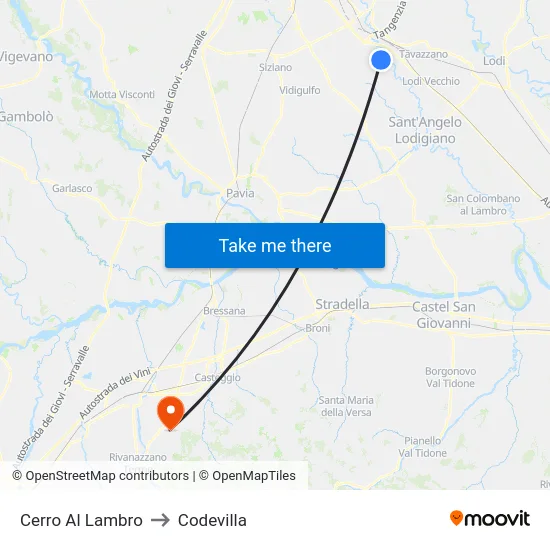 Cerro Al Lambro to Codevilla map