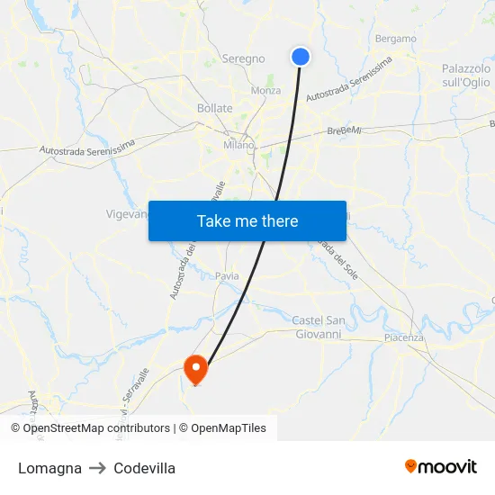 Lomagna to Codevilla map