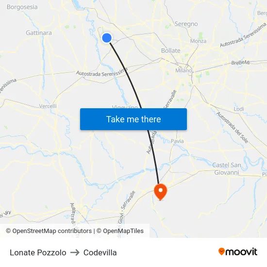 Lonate Pozzolo to Codevilla map