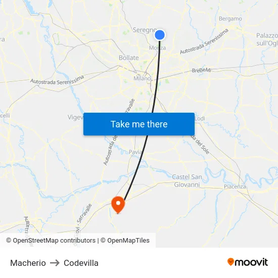 Macherio to Codevilla map