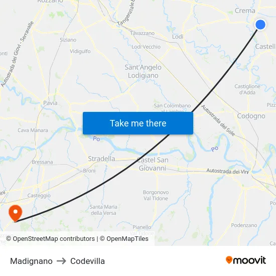 Madignano to Codevilla map