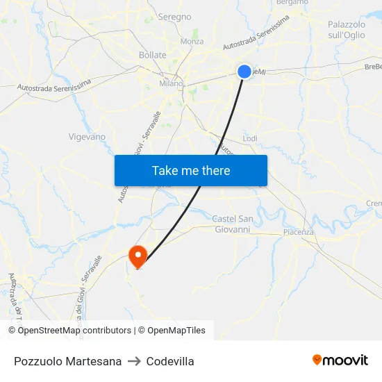 Pozzuolo Martesana to Codevilla map