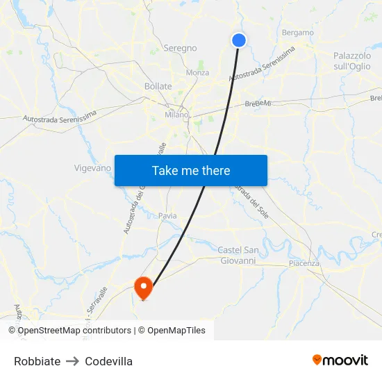 Robbiate to Codevilla map