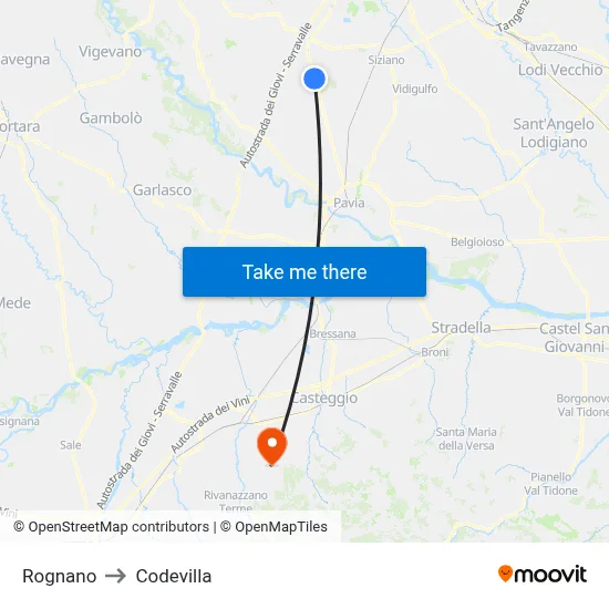 Rognano to Codevilla map