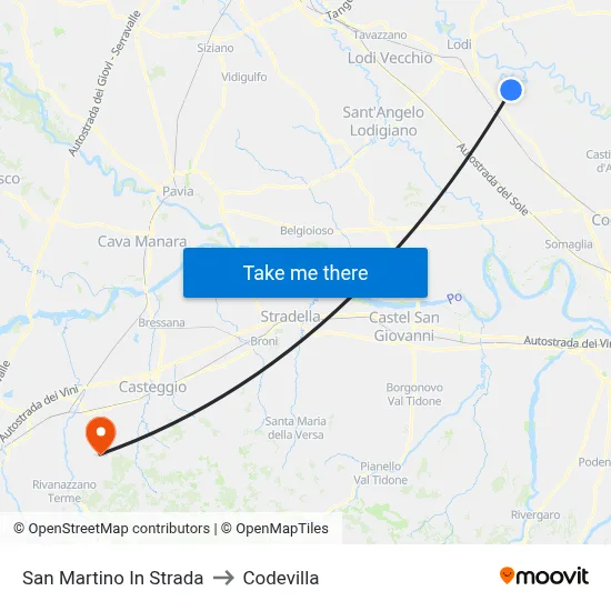 San Martino In Strada to Codevilla map