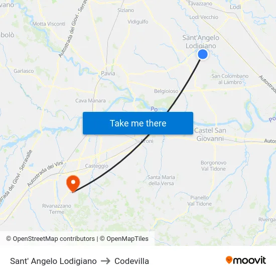 Sant' Angelo Lodigiano to Codevilla map