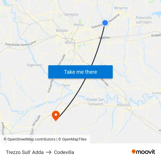 Trezzo Sull' Adda to Codevilla map