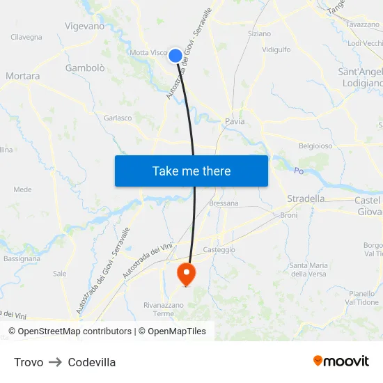 Trovo to Codevilla map