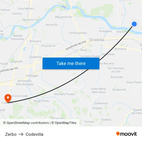 Zerbo to Codevilla map