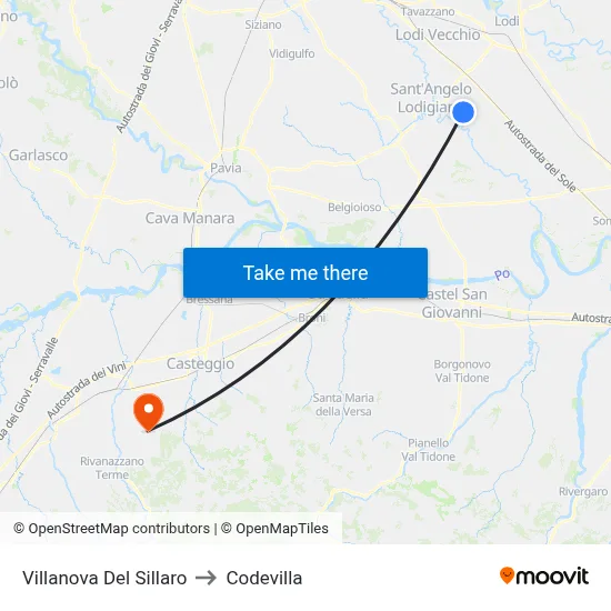 Villanova Del Sillaro to Codevilla map