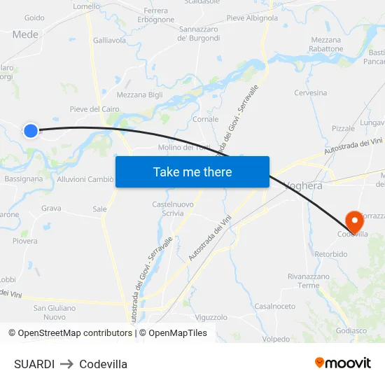 Suardi to Codevilla map