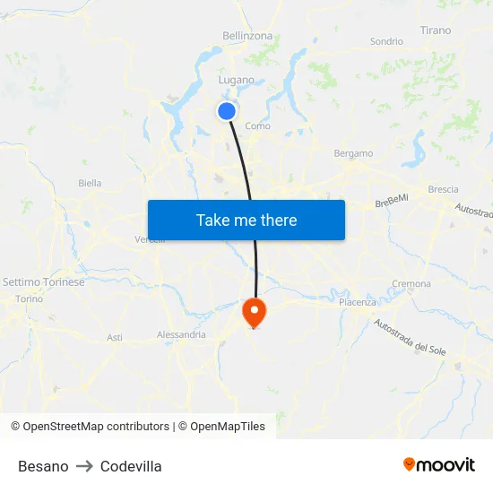 Besano to Codevilla map