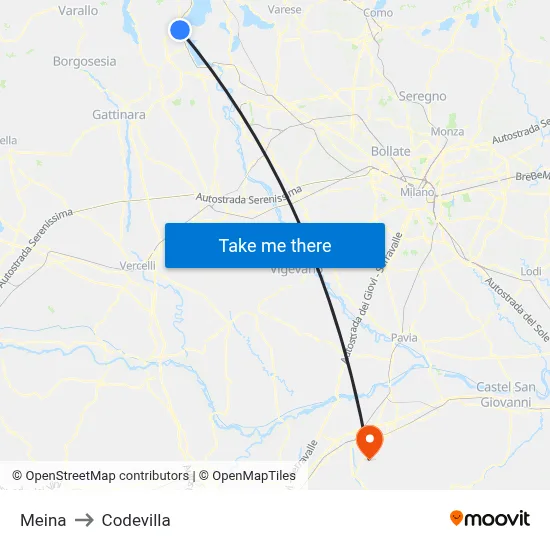 Meina to Codevilla map