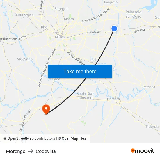 Morengo to Codevilla map